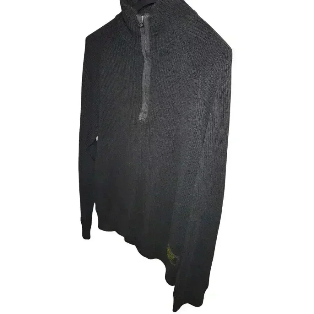 Polo Ralph Lauren Sweater Mens Medium Black 1/4 Zip Fishermans Knit Pullover